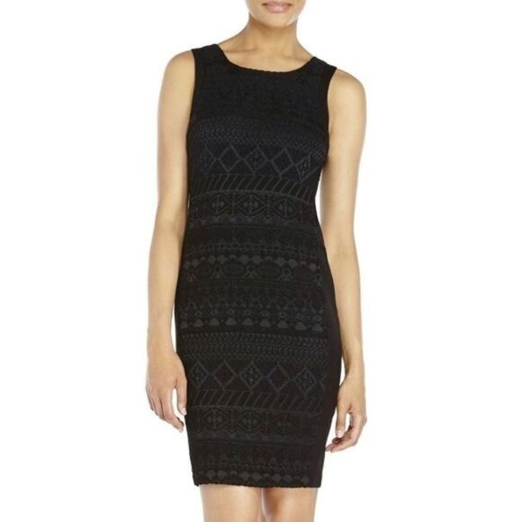 Rebecca Minkoff Jackson sheath dress black geometric textured metallic size 10 - Picture 10 of 10